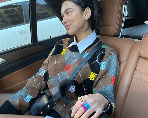 dua lipa burberry vestiti|Shop Dua Lipa's Argyle Burberry Knit Sweater .